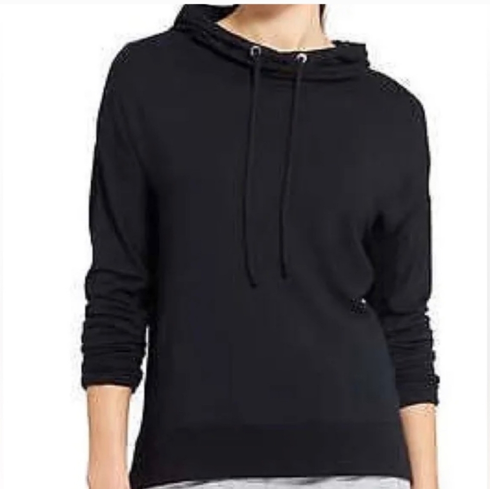 Athleta Studio Rib Hoodie Black Thumb Holes S